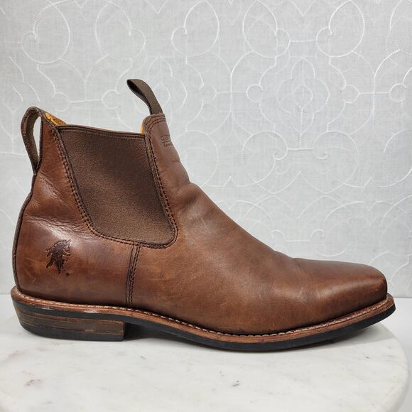 Chippewa Renegade Chelsea Boots Mens 13 Brown Leather Vibram Slip On Square Toe - Picture 1 of 16